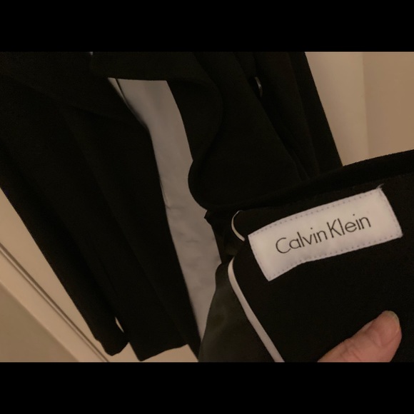 CALVIN KLEIN Double Breasted Wool Coat Black in size 14 - Picture 6 of 8